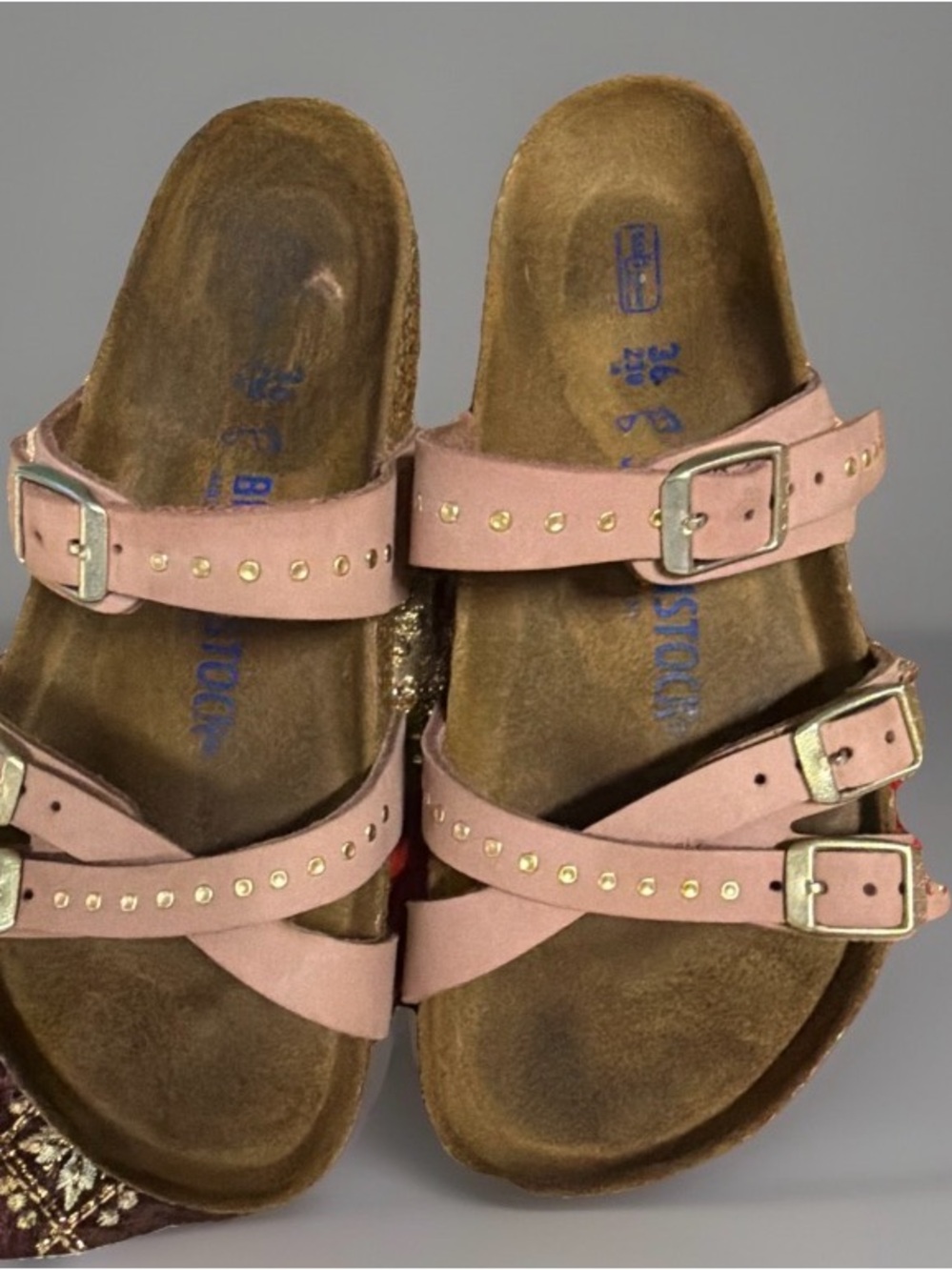 Birkenstock Old Rose Studded Triple Strap Buckle Sandals - Picture 6 of 16